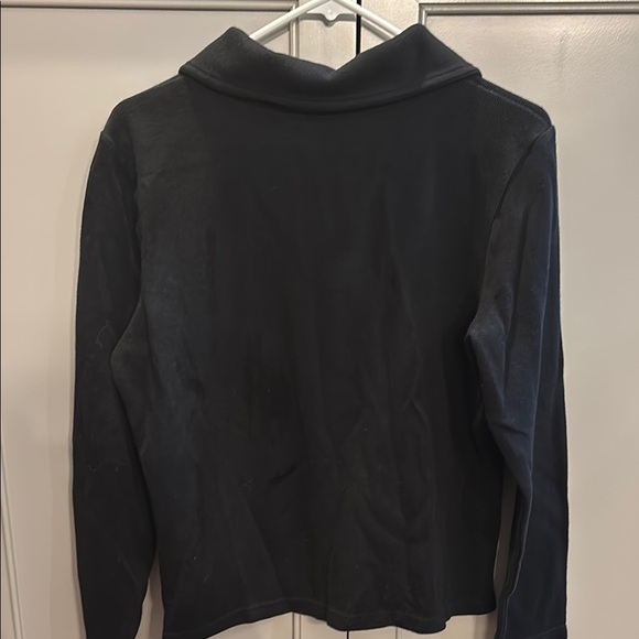 Lauren Ralph LRL Sweater Womens Medium Black 1/4 Gold buttons LG - Picture 4 of 4